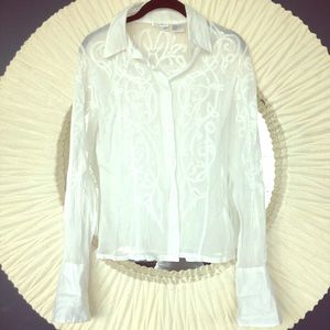 White sheer embellished blouse